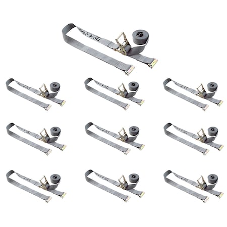 Tie 4 Safe 2 x 16' E Track Ratchet Straps w/ E Clips, WLL- 1,000 lbs., PK10 RT06-16M23G-10